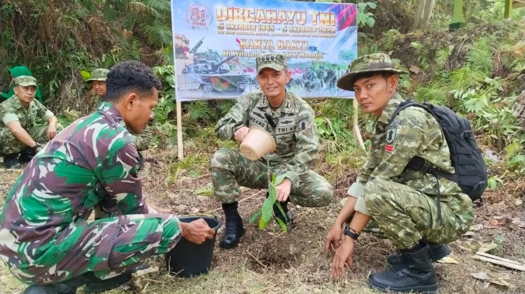 HUT TNI ke-81, Kodim 1418/Mamuju Tanam Pohon Wujudkan Aksi Peduli Lingkungan