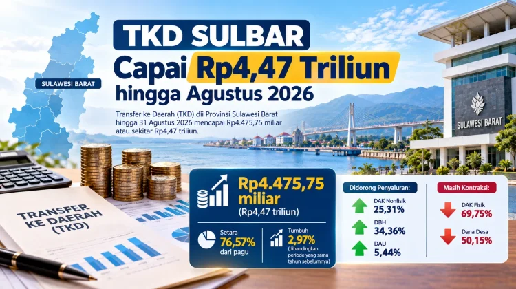 TKD Sulbar Capai Rp4,47 Triliun hingga Agustus 2026