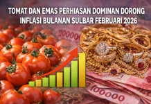 Harga Tomat dan Emas Perhiasan Dominan Dorong Inflasi  Sulbar pada Februari 2026