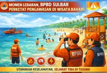 Momen Lebaran, BPBD Sulbar Perketat Pengawasan di Wisata Bahari