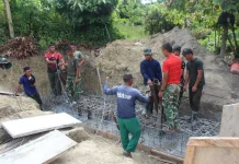 Kodim 1427/Pasangkayu Bangun Jembatan Gantung Perintis Garuda di Sungai Salu Pata