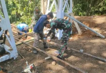 Kodim 1418 Mamuju Percepat Pembagunan Jembatan Garuda di Desa Pati’di