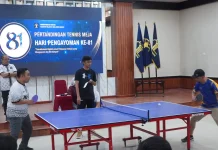 Semarak Hari Pengayoman, Kemenkum Sulbar Gelar Perlombaan Tenis Meja