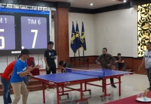 Semarak Hari Pengayoman Ke-81, Kemenkum Sulbar Gelar Tenis Meja Antar Pegawai