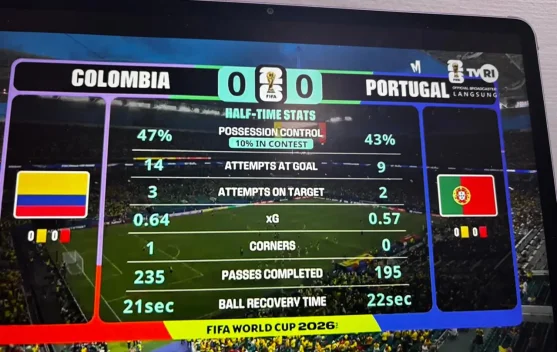 Babak Pertama Sengit, Kolombia vs Portugal Masih Imbang tanpa Gol