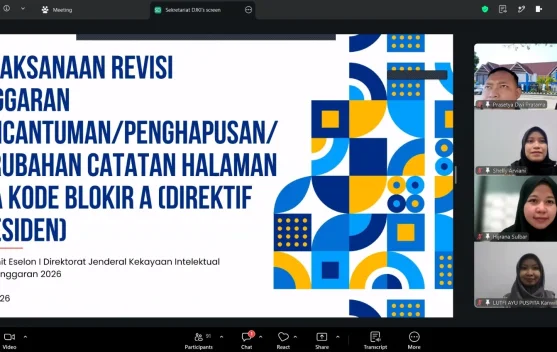 Kemenkum Sulbar Ikuti Evaluasi Revisi Anggaran KI 2026