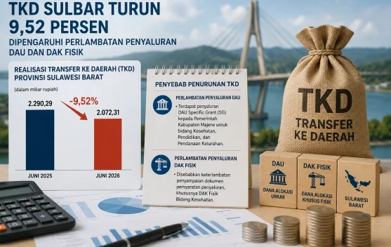 TKD Sulbar Turun 9,52 Persen, Dipengaruhi Perlambatan Penyaluran DAU dan DAK Fisik