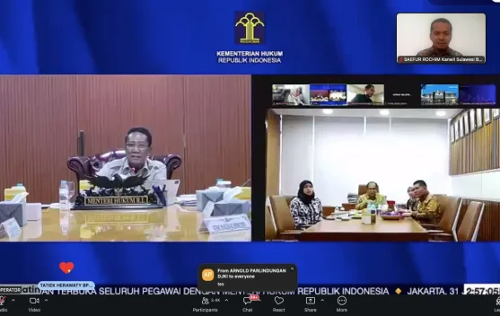 Ikuti Town Hall Meeting, Kemenkum Sulbar Perkuat Sinergi Internal Kemenkum
