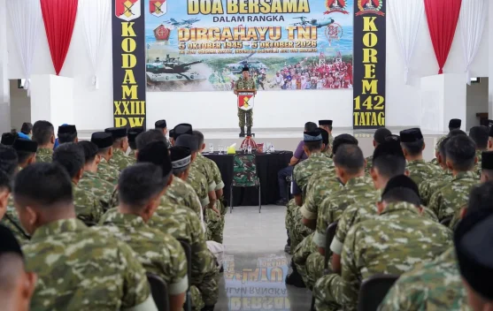 Doa Bersama HUT TNI ke 81, Korem 142 Teguhkan Semangat Kebersamaan dan Persatuan