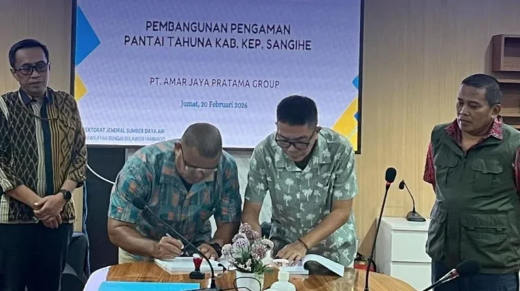 BWS Sulawesi I Tandatangani Kontrak Pembangunan Pengaman Pantai Tahuna