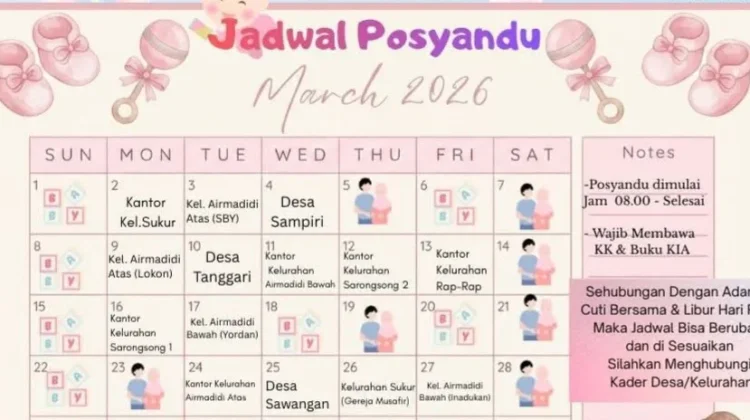 Puskesmas Airmadidi Rilis Pelayanan Posyandu Bulan Maret 2026