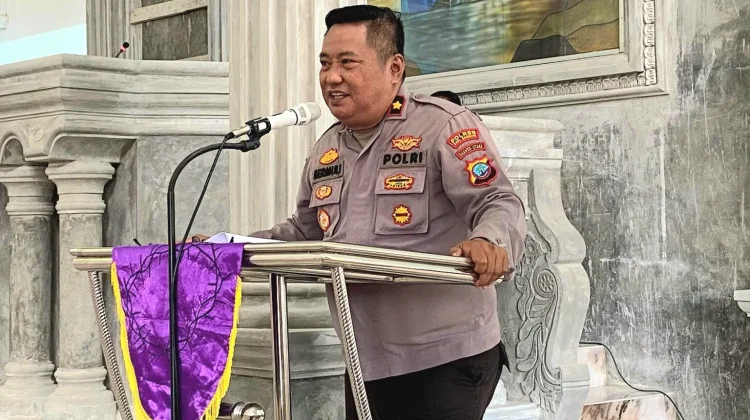 Laksanakan Program Minggu Kasih, Polres Sangihe Ajak Jemaat Jaga Kamtibmas