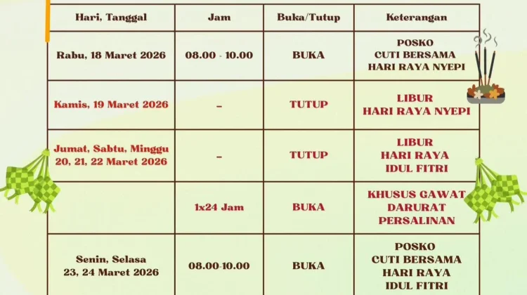 Cuti Bersama dan Libur Nasional, Ini Jadwal Pelayanan Puskesmas Kauditan