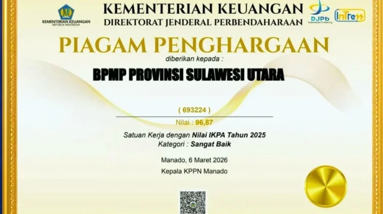 BPMP Sulut Raih Penghargaan IKPA 2025 dengan Predikat Sangat Baik