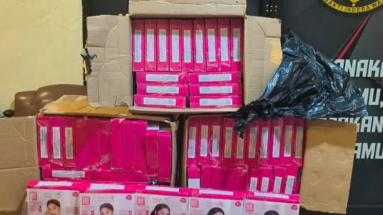 Polsek Kawasan Pelabuhan Manado Amankan Kosmetik Ilegal di Area Penitipan Barang