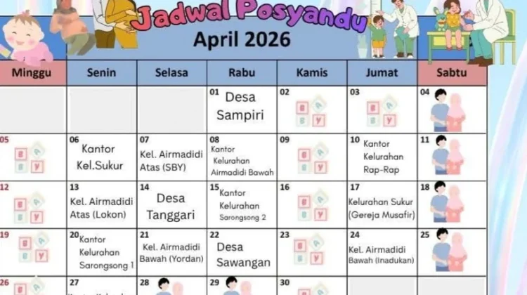 Layanan Kesehatan, Puskesmas Airmadidi Rilis Jadwal Posyandu April 2026