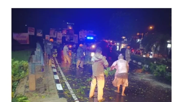 Polsek Mapanget Gerak Cepat Tangani Pohon Tumbang di Kairagi Satu