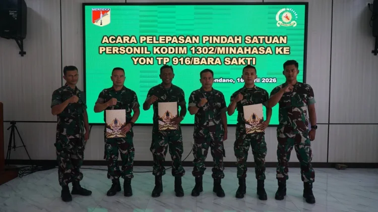 Kodim 1302/Minahasa Lepas Tiga Personel Pindah Satuan ke Yon TP 916/Bara Sakti
