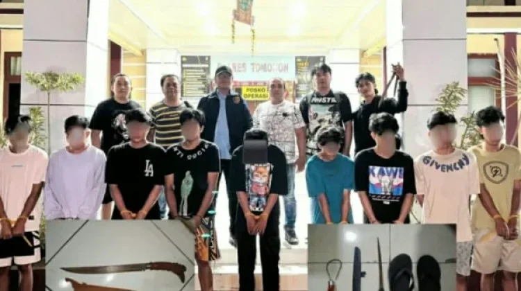 Gerak Cepat Polres Tomohon, Sembilan Pelaku Pengeroyokan Sajam Diringkus