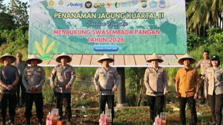 Dukung Swasembada Pangan 2026, Polresta Manado Tanam Jagung Serentak di Mapanget