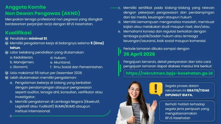 BPJS Kesehatan Buka Rekrutmen Anggota Komite Non Dewan Pengawas