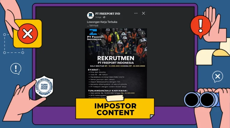 Hoaks Tautan Pendaftaran Rekrutmen Freeport Indonesia