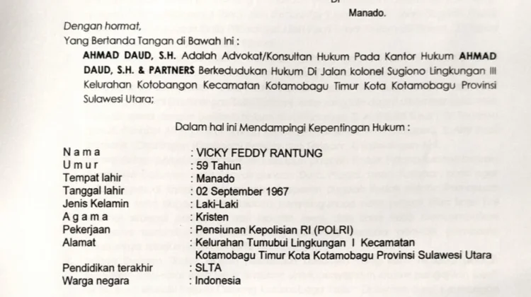 Korban Vicky Bersama Kuasa Hukum Layangkan Surat Keberatan ke Polda Sulut