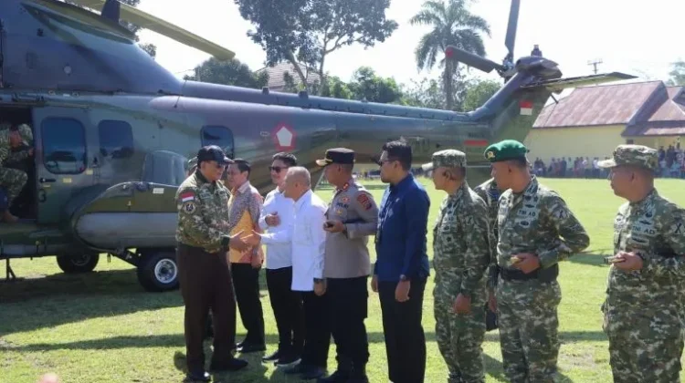 Kapolres Kotamobagu Bersama TNI dan Forkopimda Sambut Kunjungan Kerja Menhan RI