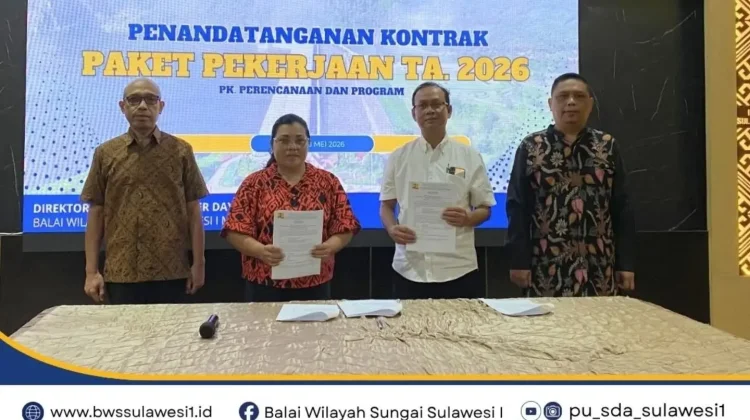 BWS Sulawesi I Manado Teken Kontrak Pemutakhiran Peta Daerah Irigasi
