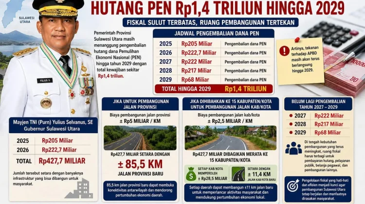 Pemprov Sulut Berhutang Dana PEN 1,4 Trilyun
