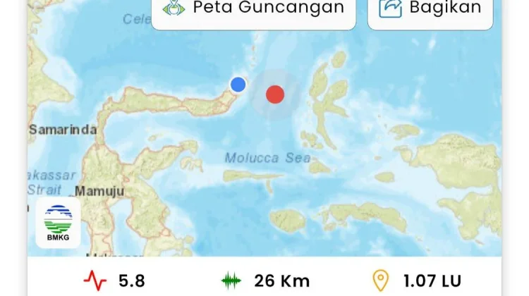 Gempa M 5,8 Guncang Tenggara Bitung, BMKG: Tidak Berpotensi Tsunami