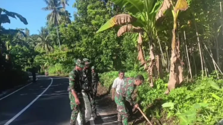Sasar Jalan Makawidey-Kasawari, Kodim 1310 Bitung Gelar Gerakan Indonesia Asri