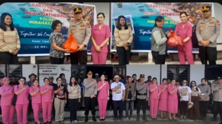 Sinergi Polres Minahasa, Bhayangkari dan Wartawan Bantu Warga Terdampak Banjir