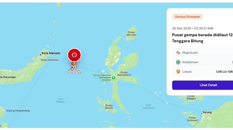 Gempa M5,7 Guncang Tenggara Bitung, BMKG Pastikan Tidak Berpotensi Tsunami