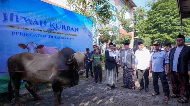 Menteri Nusron Serahkan Hewan Kurban ke Ponpes Darunnajah