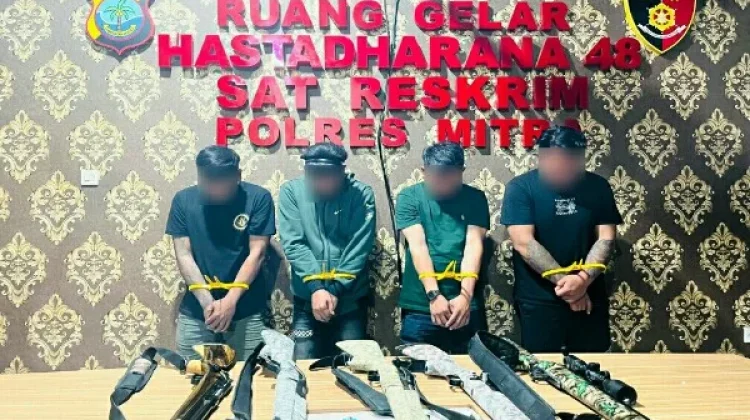 Pamer Senjata Angin di Medsos, 4 Pria di Ratatotok Diamankan Polres Mitra