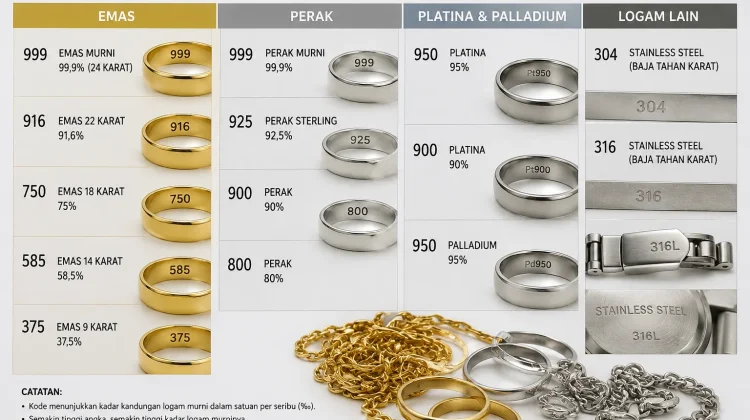 Mengenal Kode Kadar Emas Perak dan Logam