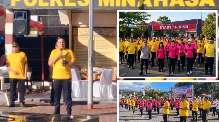 Polres Minahasa Semarakkan Hari Bhayangkara ke-80 dengan Jalan Sehat Bersama