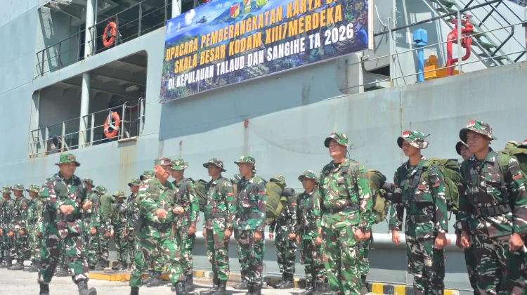 Pangdam XIII/Merdeka Berangkatkan Personel Karya Bakti ke Talaud dan Sangihe