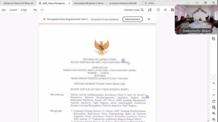 Kanwil Kemenkum Sulut Harmonisasi Ranperda Sitaro dan Ranperwal Bitung