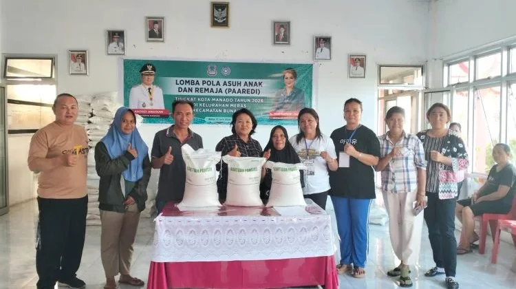 Polsek Bunaken Kawal Penyaluran Bantuan Pangan Nasional di Kelurahan Meras