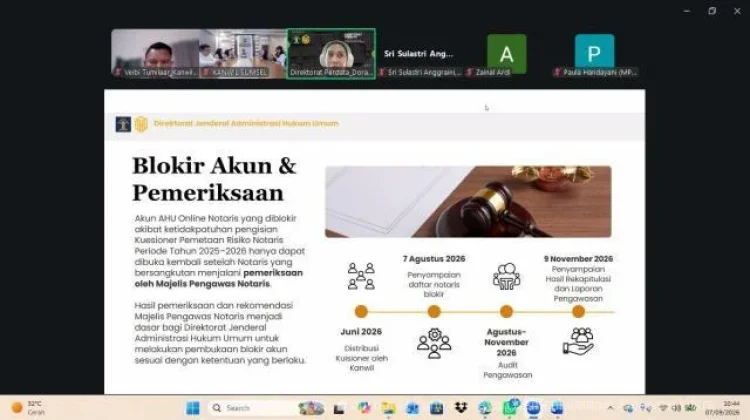 Kemenkum Sulut Ikuti Sosialisasi PMPJ dan Pengawasan Kepatuhan Notaris