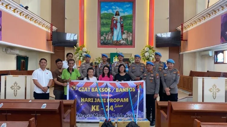 Sambut Hari Jadi ke-24, Propam Polresta Manado Gelar Baksos dan Bansos