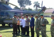 Kapolres Kotamobagu Bersama TNI dan Forkopimda Sambut Kunjungan Kerja Menhan RI