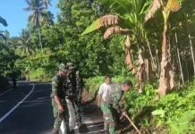 Sasar Jalan Makawidey-Kasawari, Kodim 1310 Bitung Gelar Gerakan Indonesia Asri