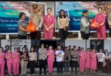 Sinergi Polres Minahasa, Bhayangkari dan Wartawan Bantu Warga Terdampak Banjir