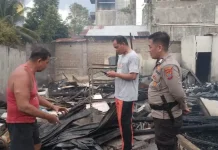 Polsek Sario Amankan TKP Kebakaran Dua Rumah di Sario Kotabaru