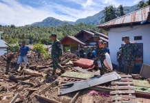 Danrem 131/Santiago Tinjau Langsung Penanggulangan Pasca Banjir di Bolmong