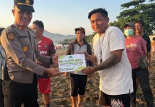 Polsek Tuminting Amankan Final Sepak Bola Mini