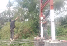 Babinsa Kodim 1302 Kawal Pembangunan Jembatan Garuda Ranoyapo Capai 75,50 Persen